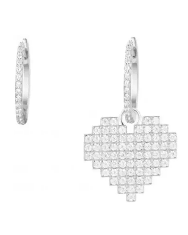 Boucles d'oreilles asymétriques cœur APM Monaco argent 925 zirconiums femme