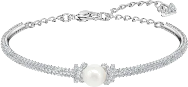Bracelet jonc Swarovski perle et cristaux rhodié
