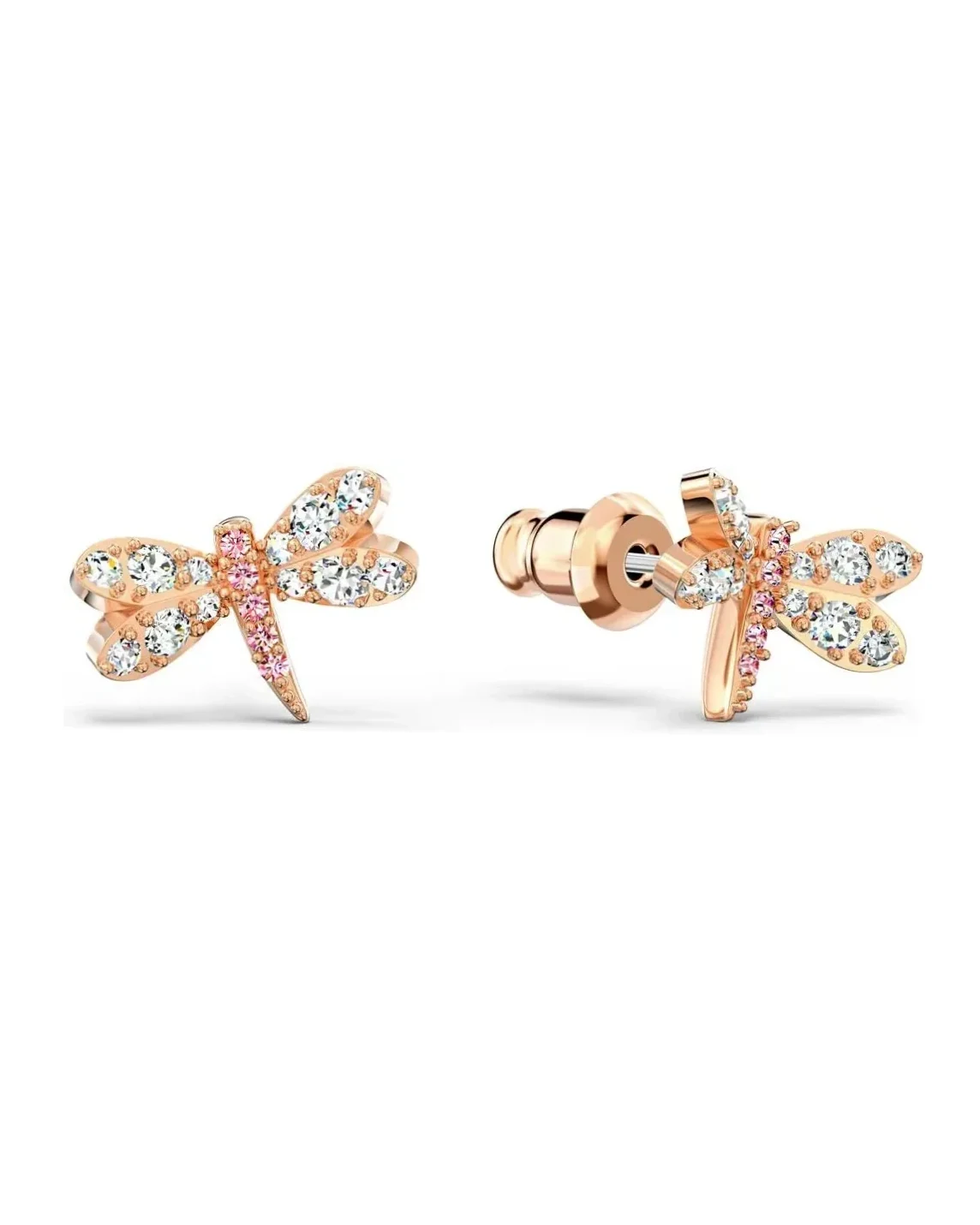 Boucles d'oreilles Swarovski Luna Pierced libellules métal doré rosé cristaux zirconium femme