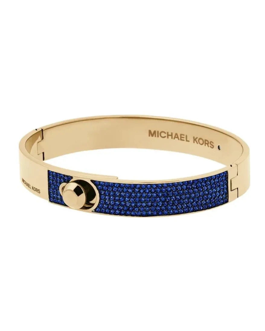 Bracelet Michael Kors acier inoxydable doré strass bleus femme