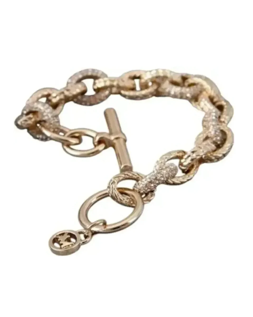 Bracelet Michael Kors maille métal plaqué or jaune cristaux femme