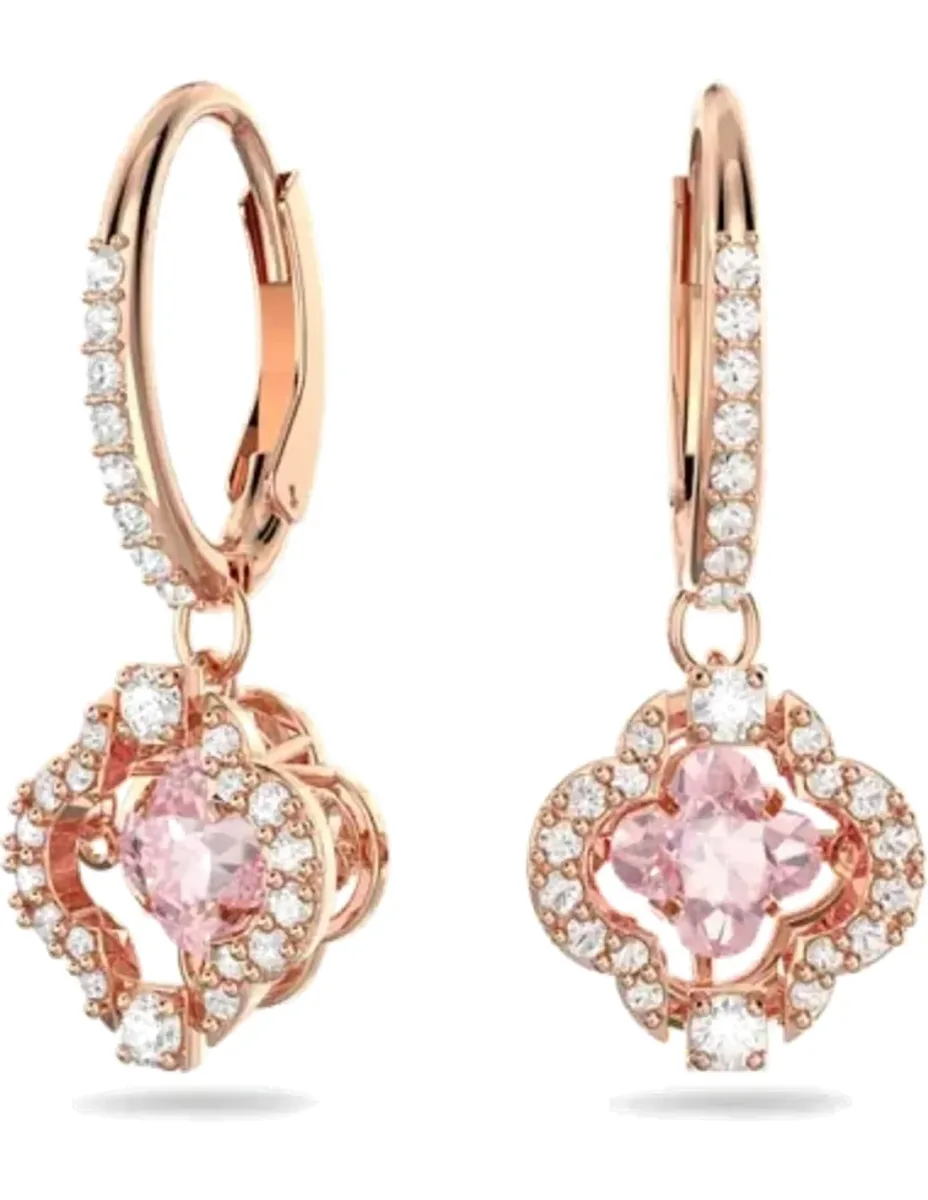 Boucles d'oreilles Una - Or rose et cristaux