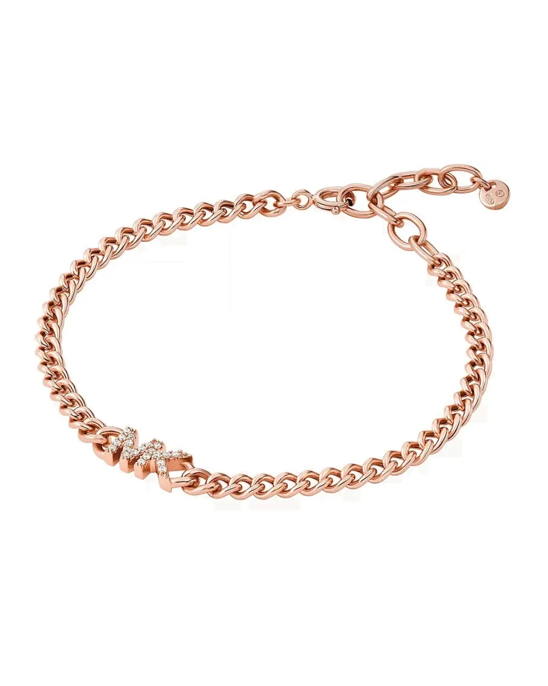 Bracelet Michael Kors chaîne logo argent plaqué or rose femme