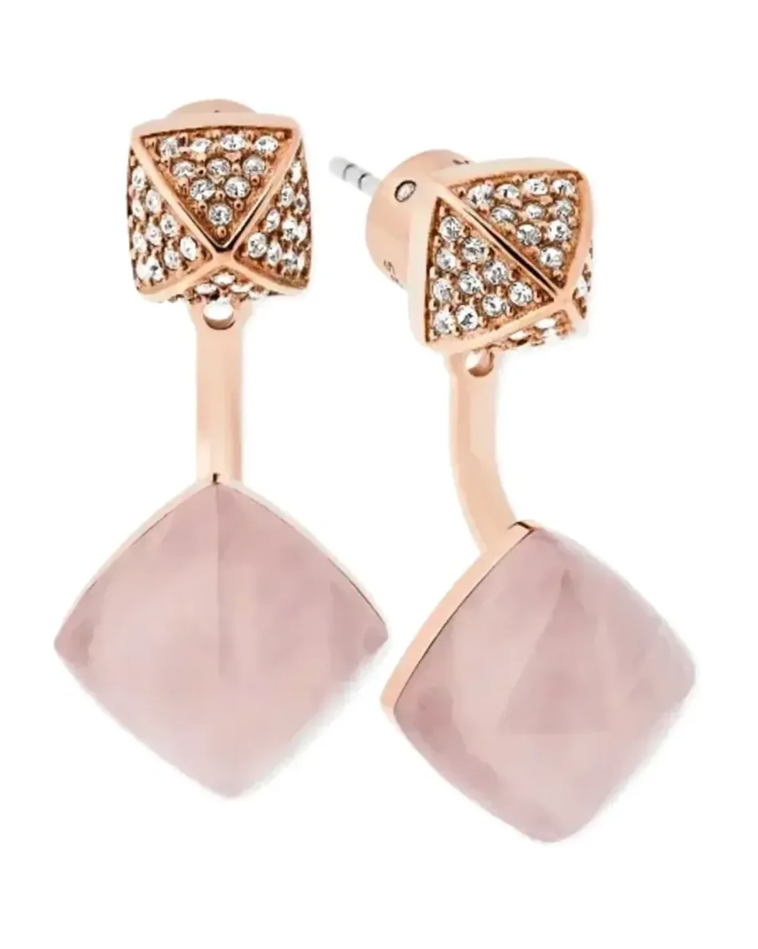 Boucles d'oreilles Michael Kors pavées pierre rose acier inoxydable