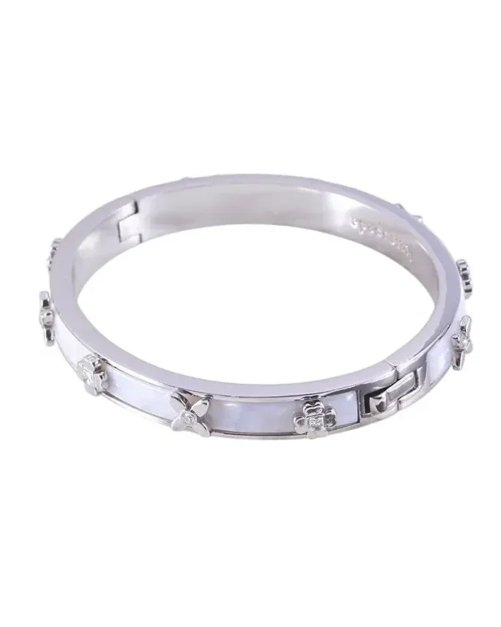 Bracelet jonc rigide Kate Spade Heritage Bloom métal argenté femme
