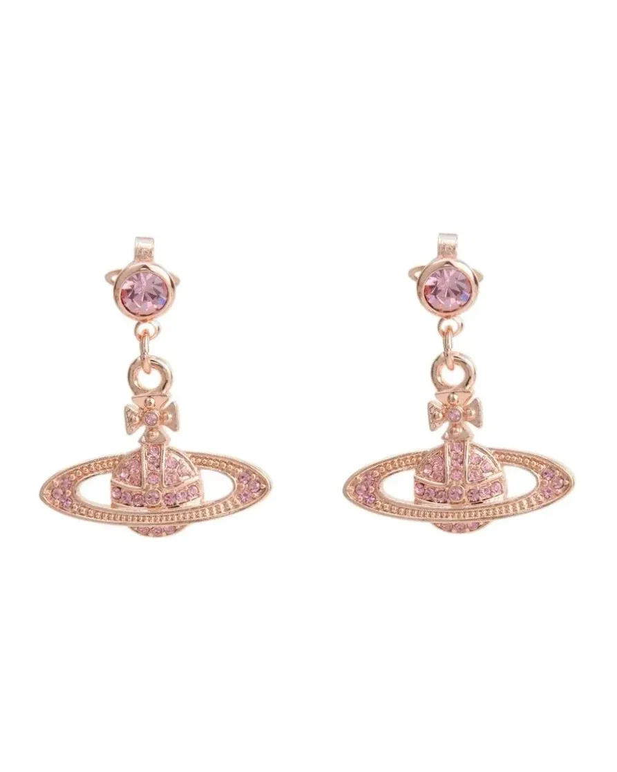 Boucles d'oreilles Vivienne Westwood Orb laiton or rose cristaux zirconium