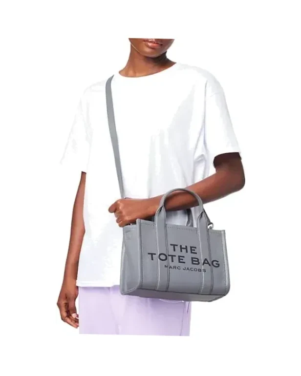 Sac Marc Jacobs The Mini Tote Bag cuir grainé gris