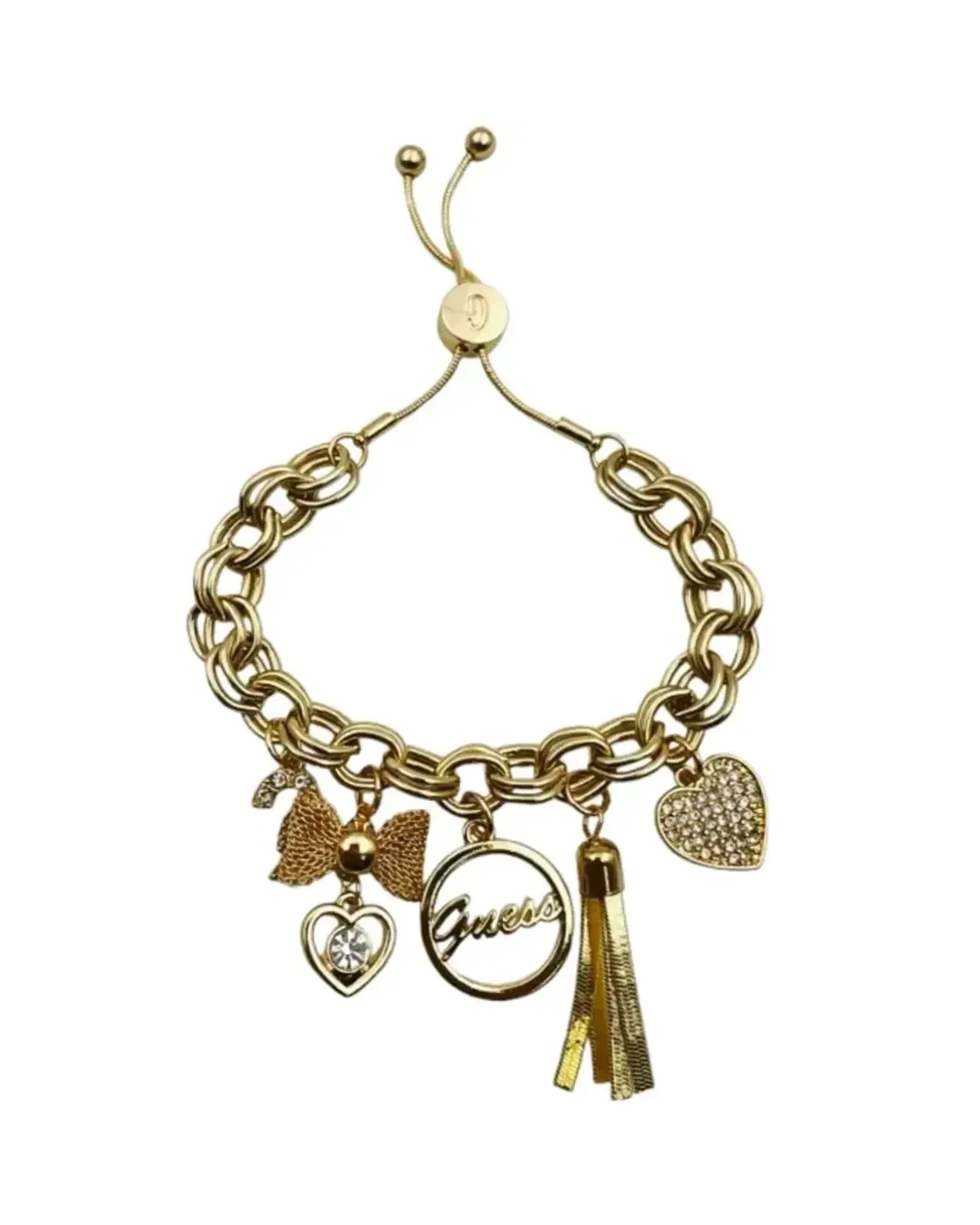 Bracelet Guess breloques métal plaqué or jaune zircon femme