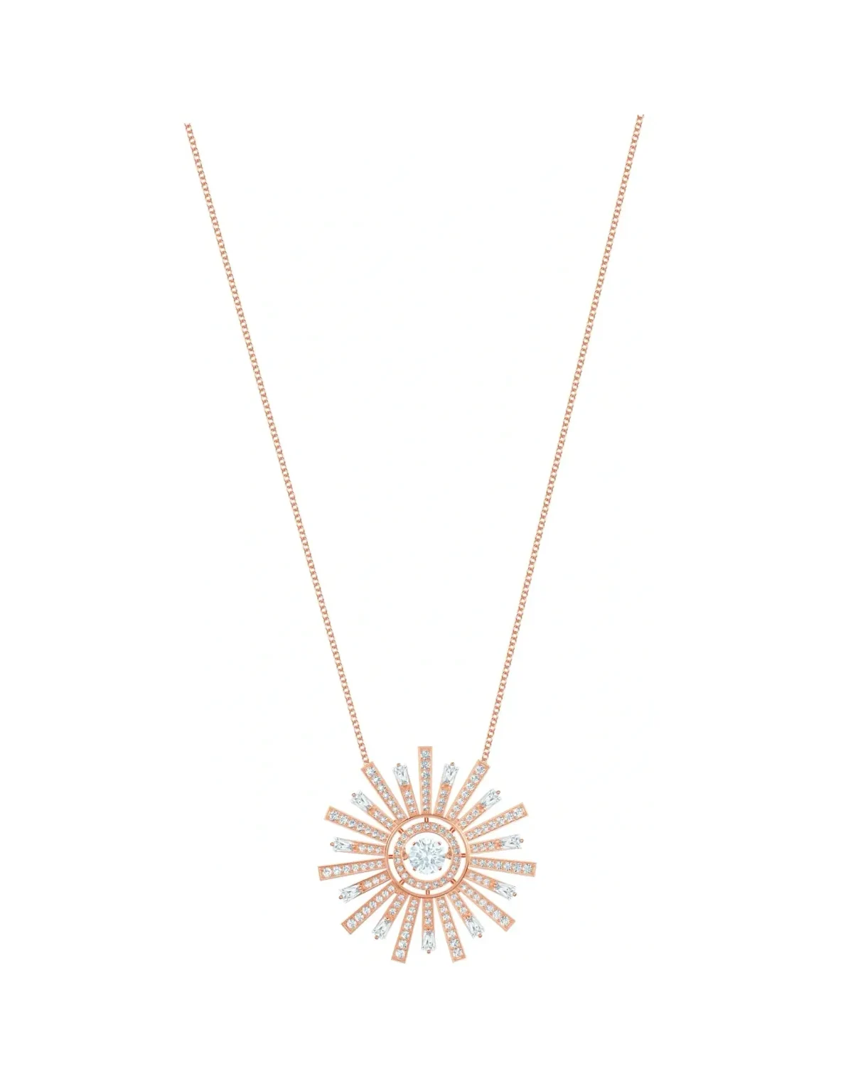 Collier Swarovski Sunshine plaqué or rose cristaux femme