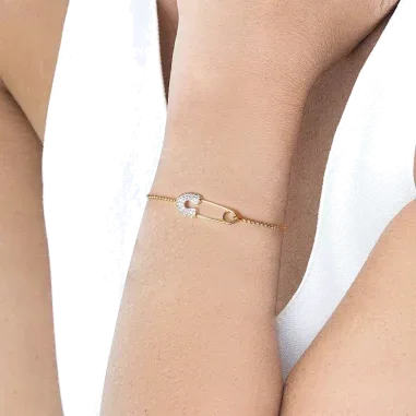 Bracelet APM Monaco Épingle Cristaux Blanc Or Jaune — vue 2