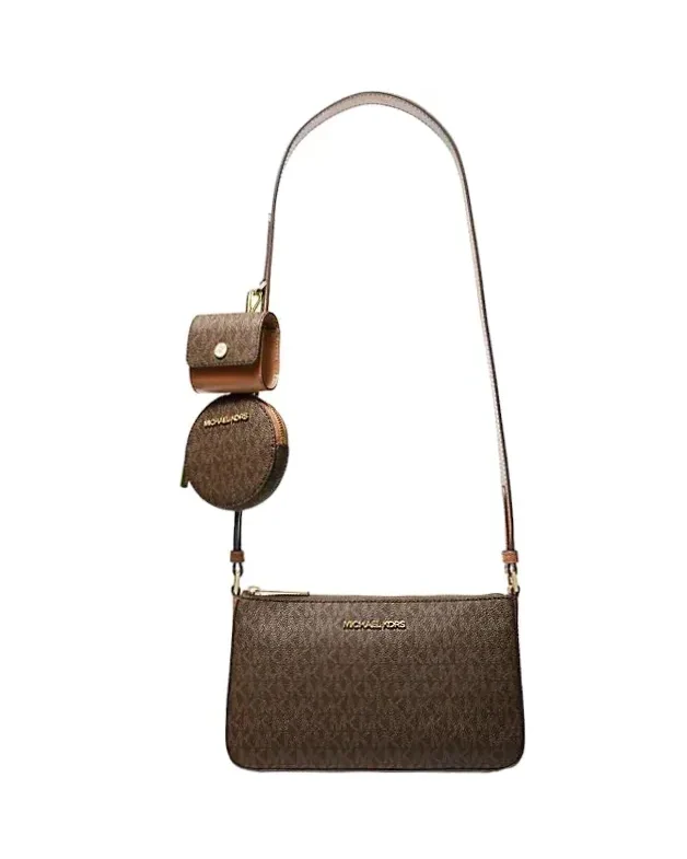 Sac à épaule Michael Kors Jet Set Travel PVC marron femme