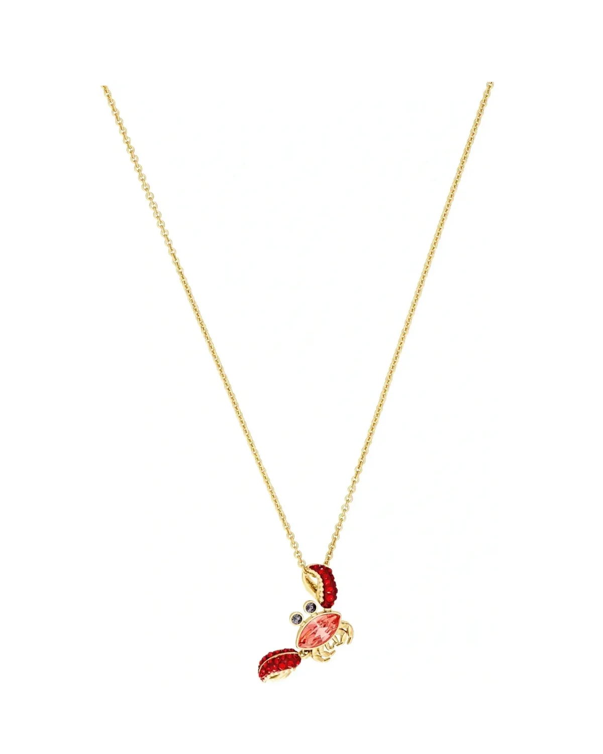 Collier Swarovski Ocean Crab plaqué or cristaux rouges femme
