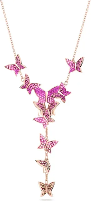 Collier Swarovski en Y Lilia Papillons Or Rose