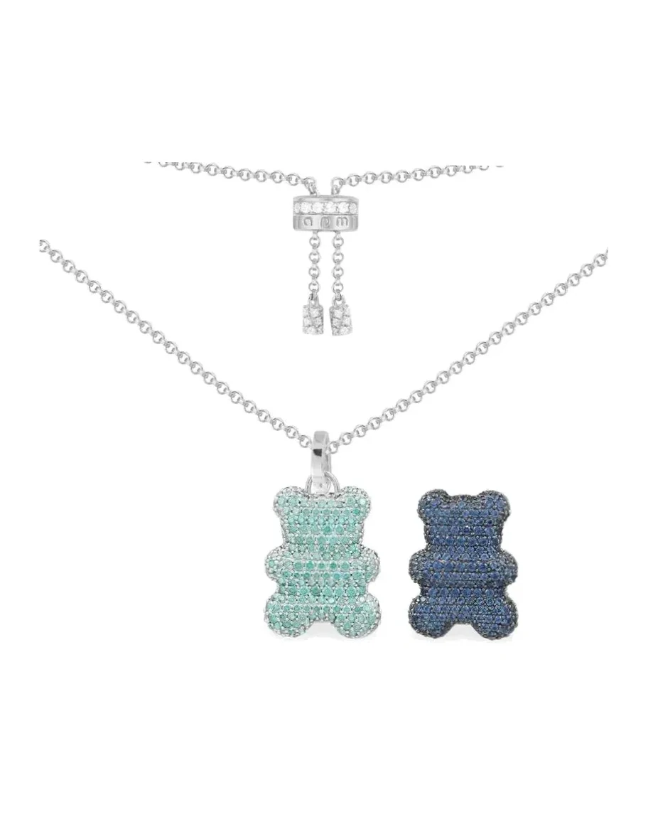 Collier APM Monaco Yummy Bear ajustable argent 925 oxyde de zirconium unisexe