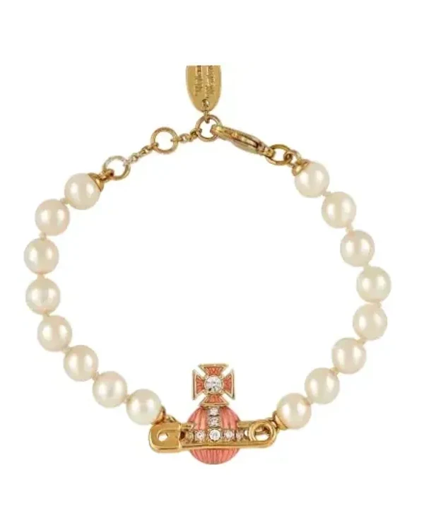 Bracelet Vivienne Westwood perles zirconium crème femme