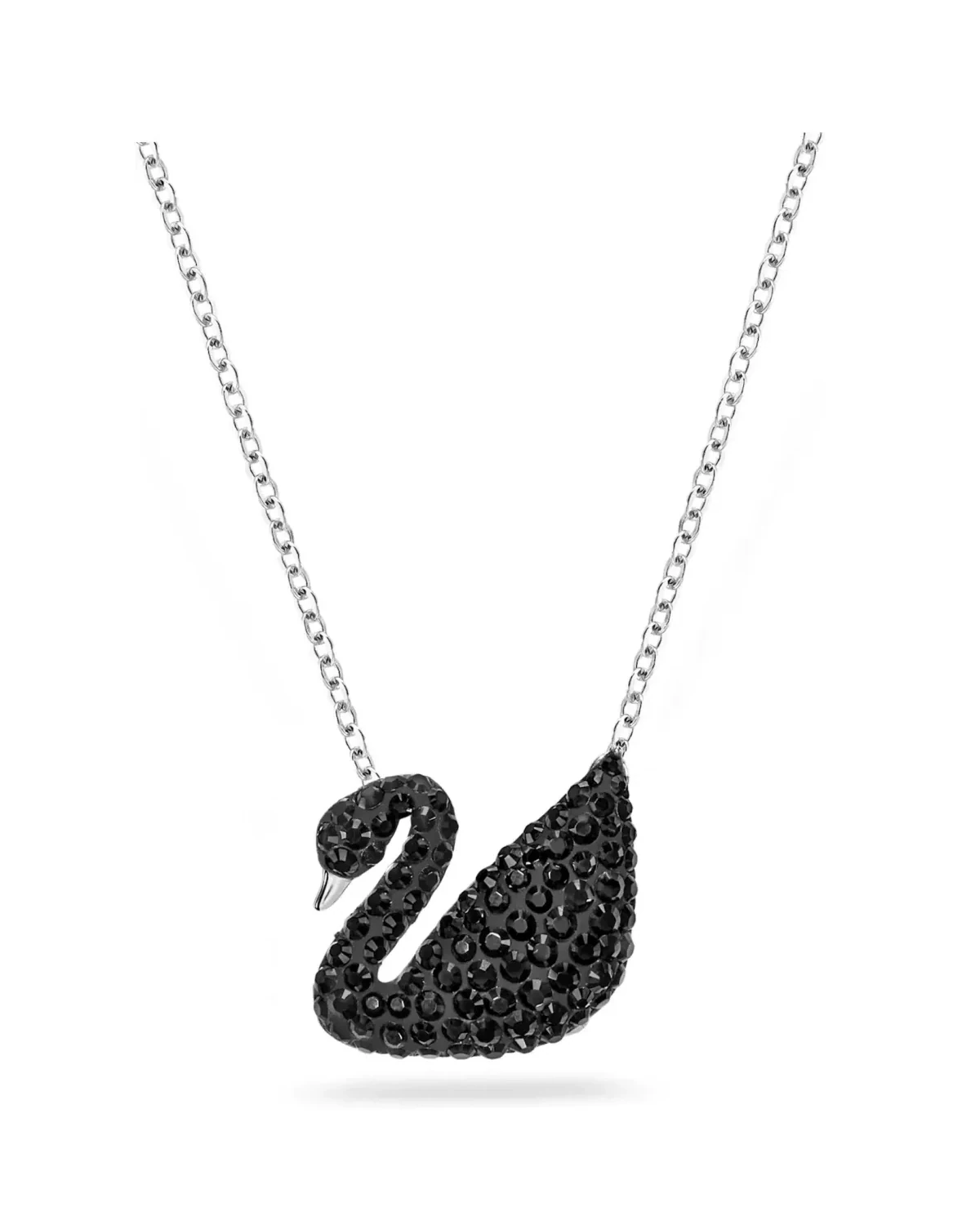 Collier Swarovski Iconic Swan plaqué rhodium cristaux noirs femme