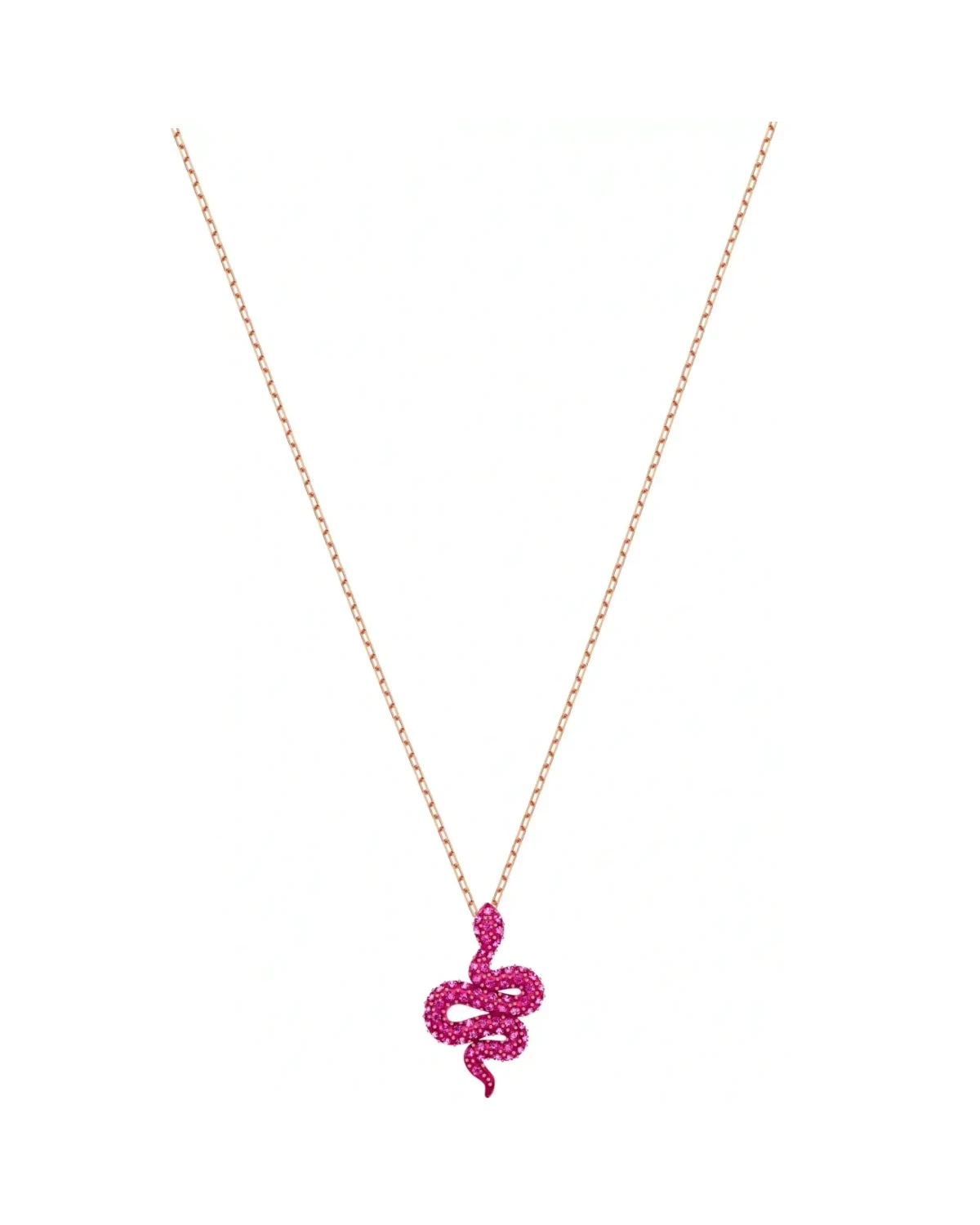 Collier Swarovski Leslie plaqué or rose cristaux rouges femme
