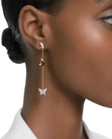 Boucles d'oreilles Lilia Swarovski or rose et cristaux blancs — vue 3