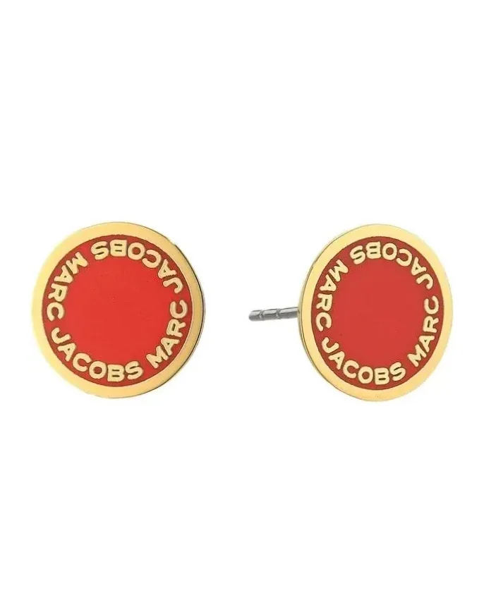 Boucles d'oreilles Marc Jacobs disque acier inoxydable rouge femme