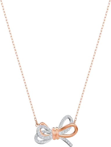 Collier Lifelong Swarovski - Nœud or rose et cristaux