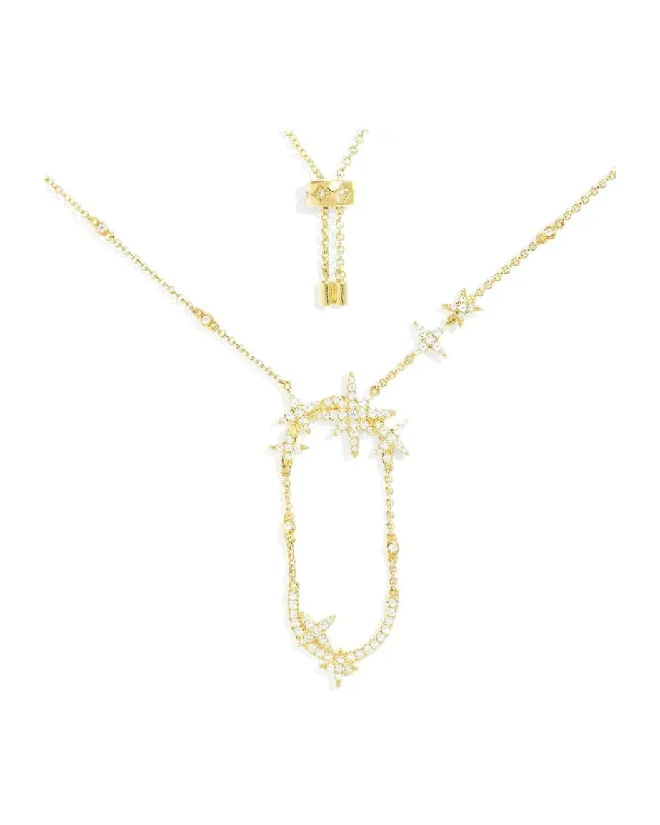 Collier APM Monaco ajustable météorites plaqué or jaune femme