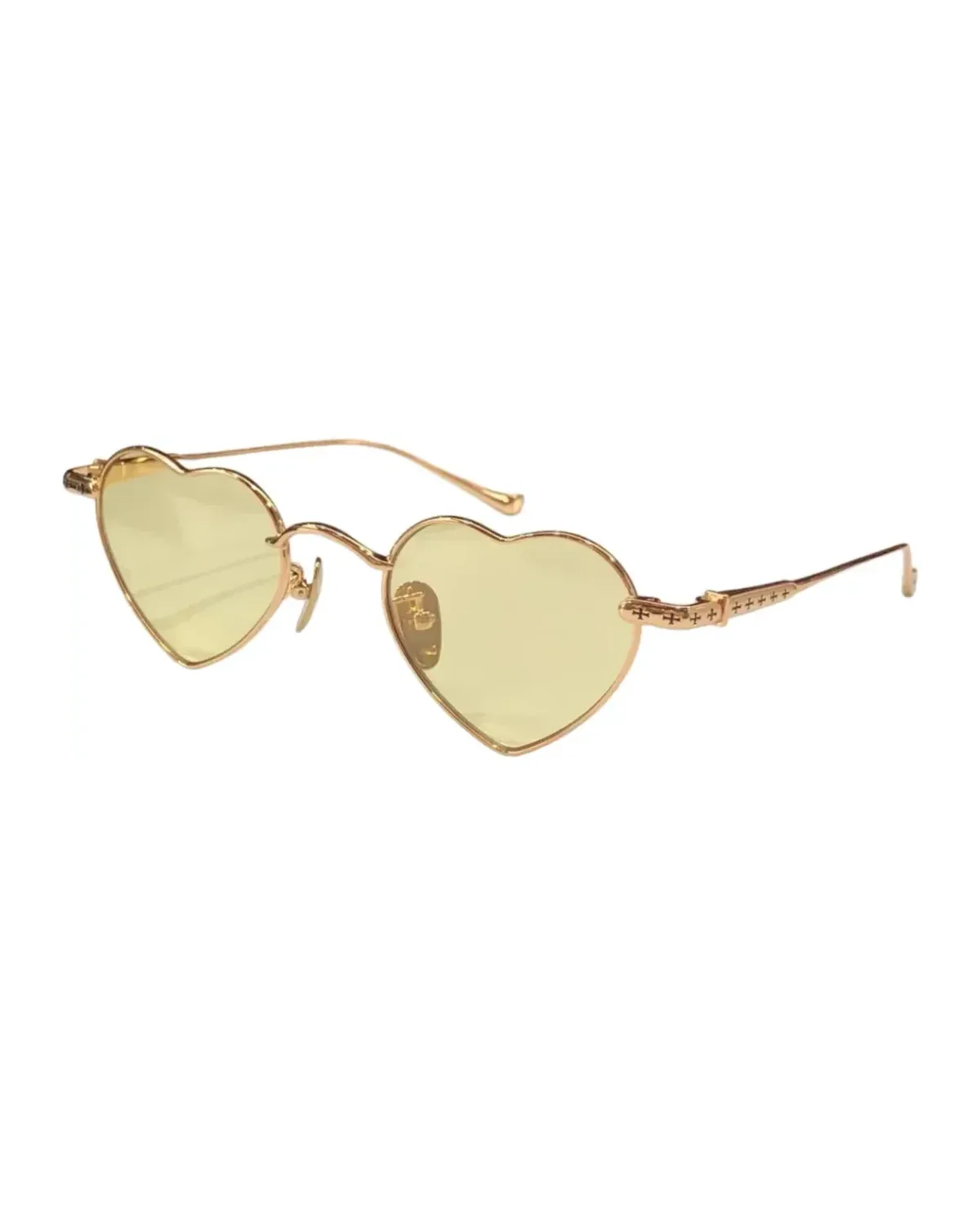 Lunettes de soleil Chrome Hearts Beam forme coeur métal or jaune