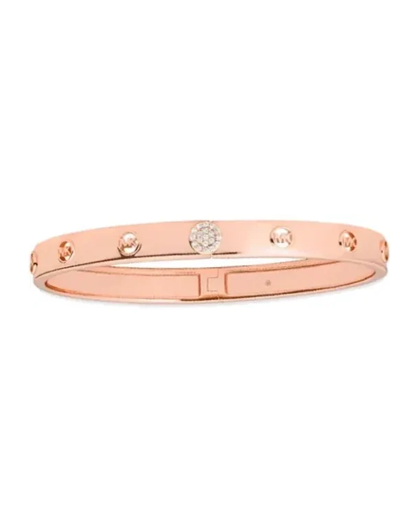 Bracelet rigide Michael Kors Premium argent plaqué or rose logo MK