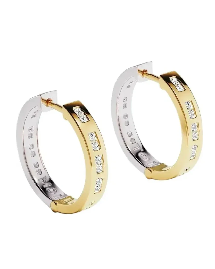 Boucles d'oreilles créoles APM Monaco Code Morse Toi Moi plaqué or jaune