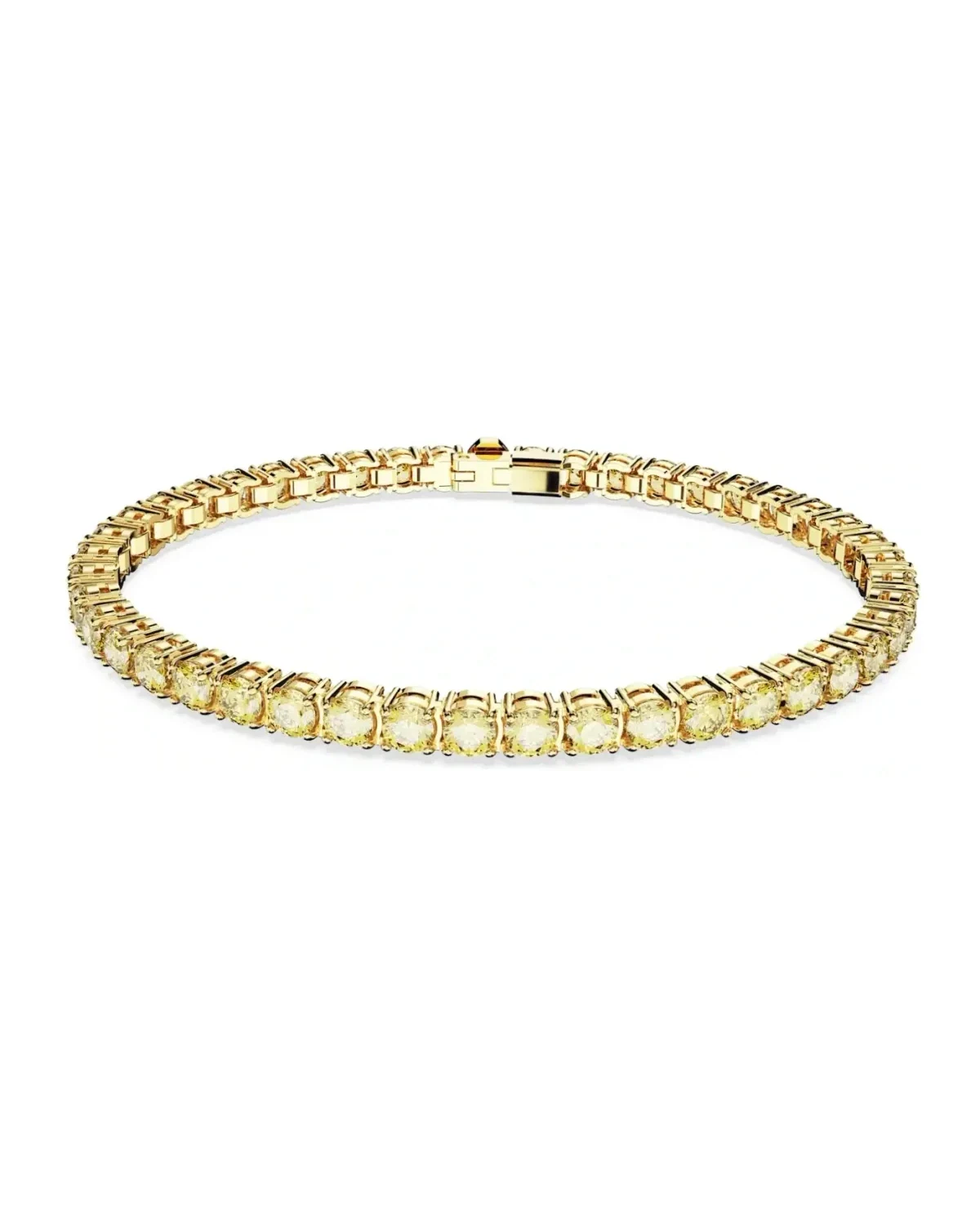 Bracelet Swarovski Matrix Tennis cristaux ronde plaqué or jaune femme