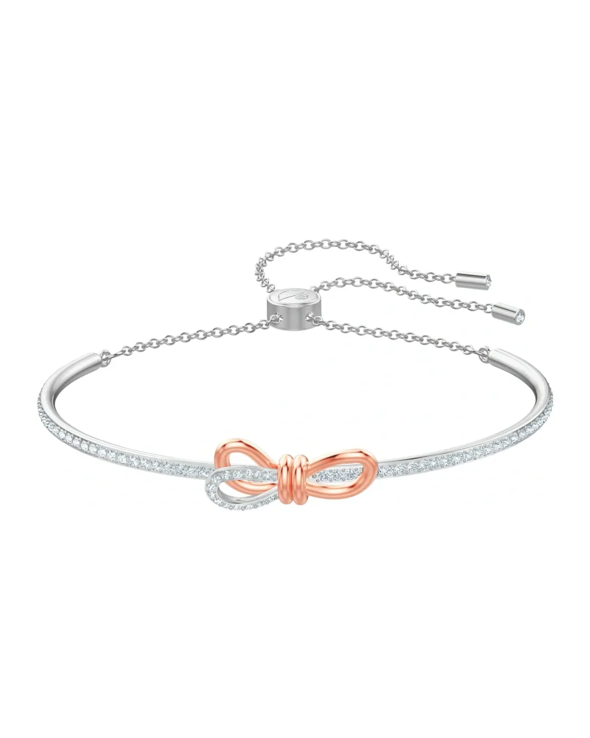 Bracelet jonc Swarovski Lifelong Bow plaqué rhodium cristaux blancs
