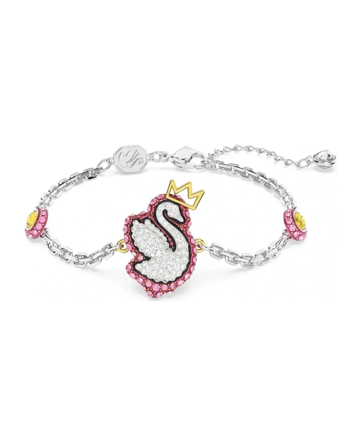 Bracelet Swarovski Pop Swan métal rhodié cristaux rose femme