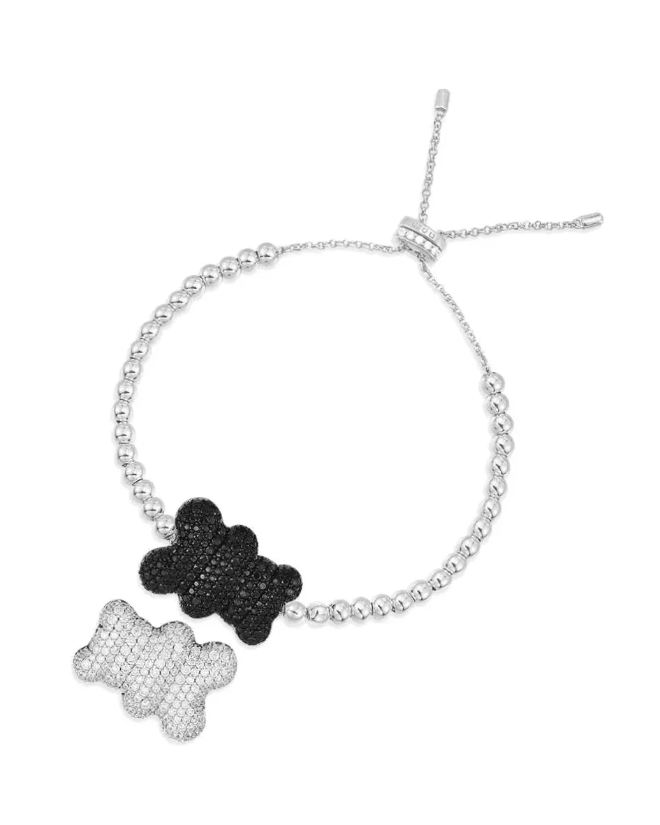 Bracelet APM Monaco Yummy Bear argent 925 oxyde de zirconium spinelle noire unisexe ajustable