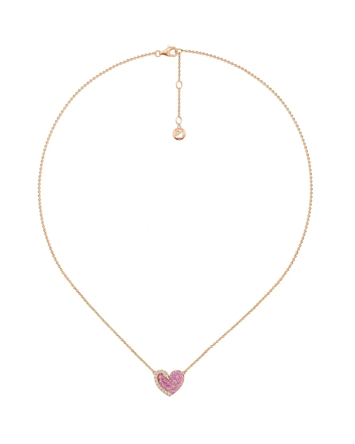 Collier Swarovski Swan Heart métal plaqué or rose cristaux femme