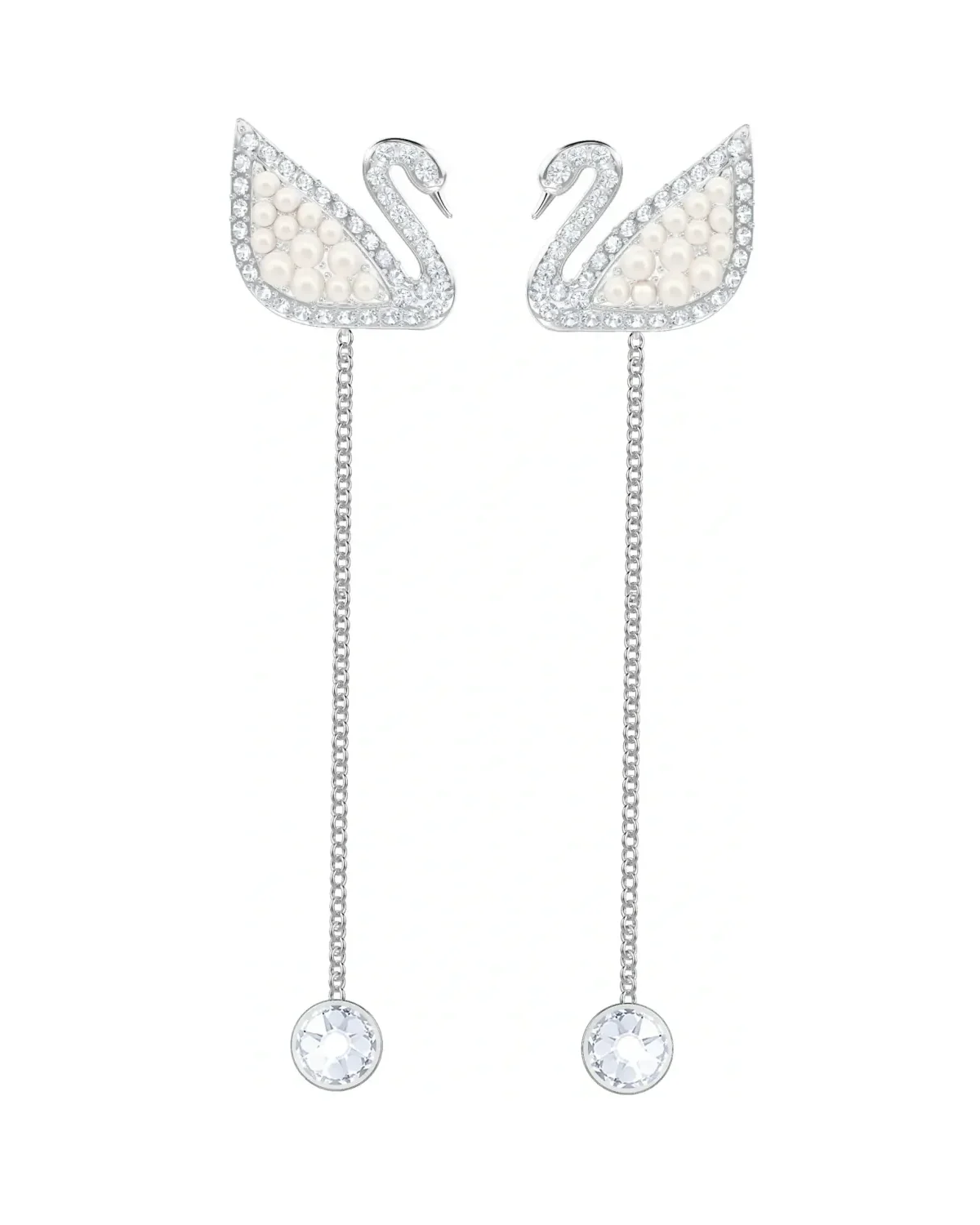 Boucles d'oreilles Swarovski Iconic Swan plaqué rhodium cristaux argent femme