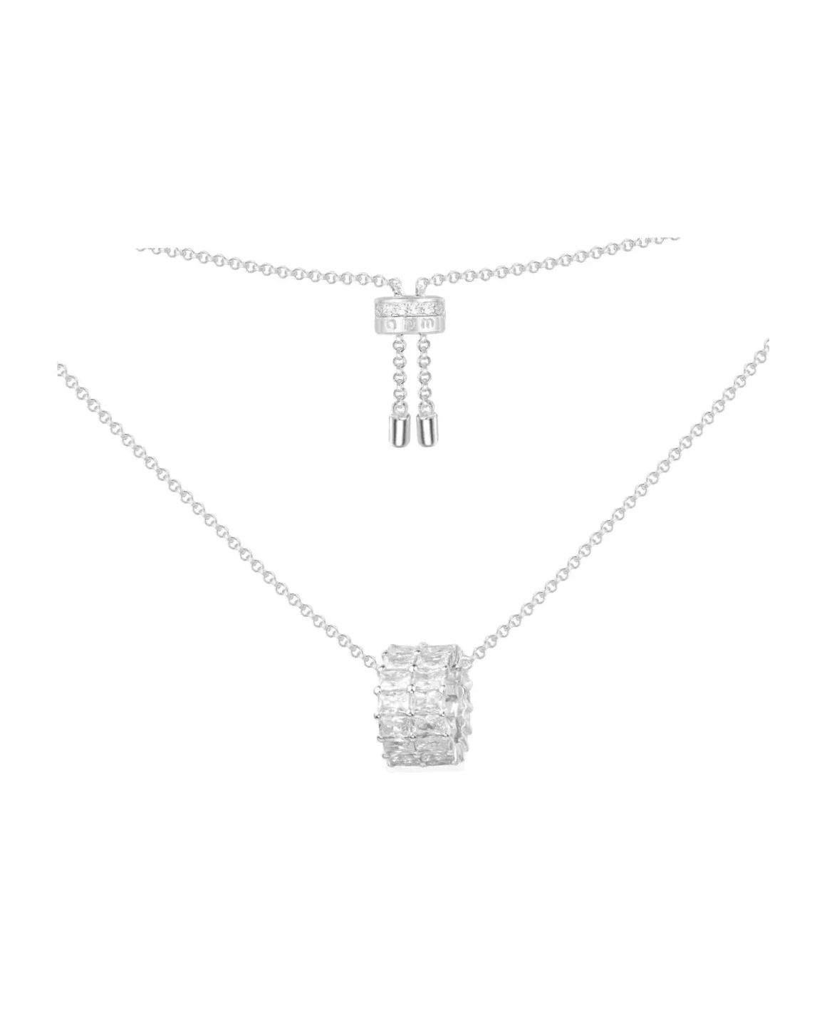 Collier APM Monaco Kaléidoscope pendentif double anneau argent 925