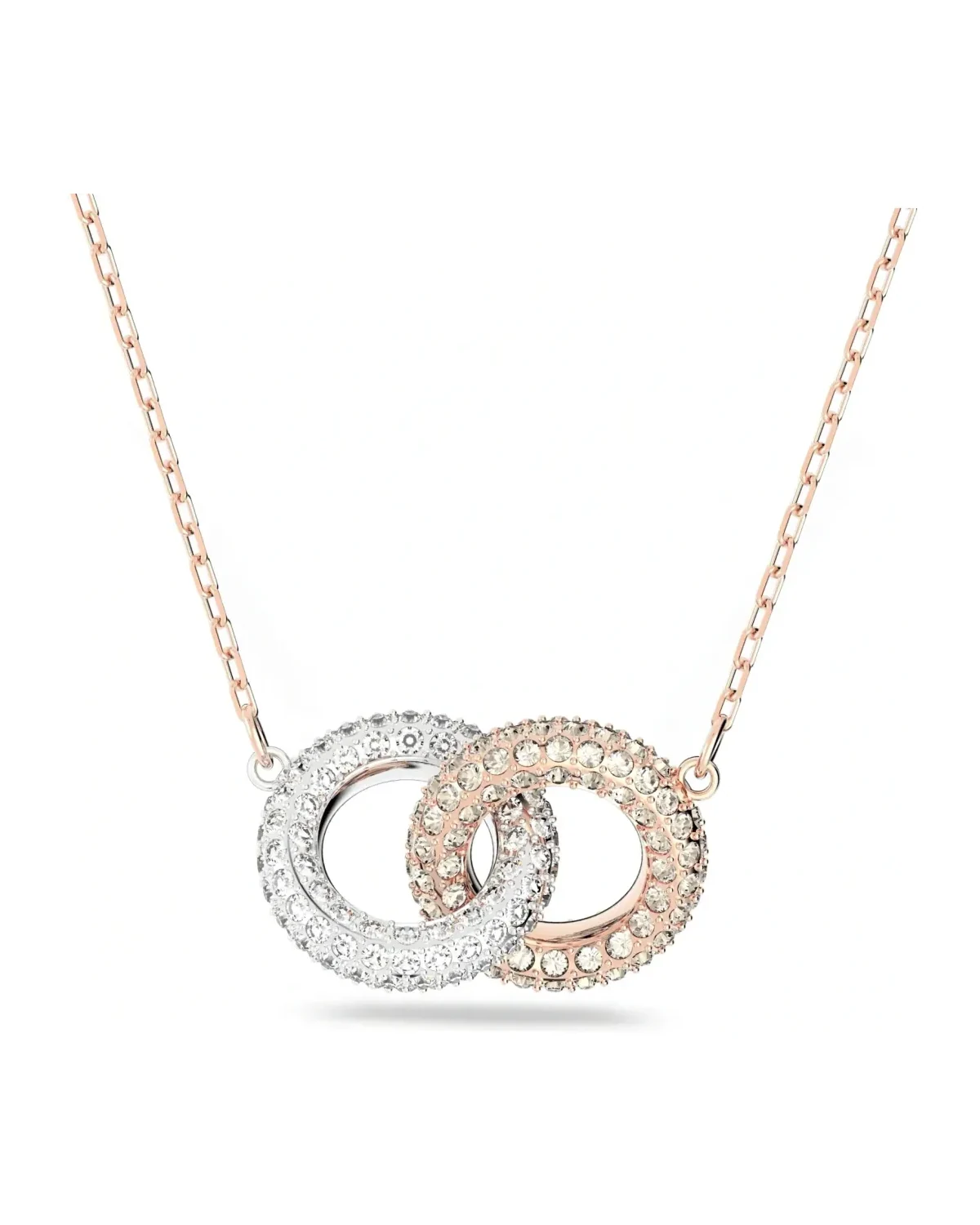 Collier Swarovski Stone plaqué or rose cristaux blancs femme