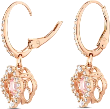 Boucles d'oreilles Una - Or rose et cristaux — vue 3