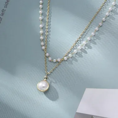 Collier Perles Victoria Bradley - Acier plaqué or fin — vue 4