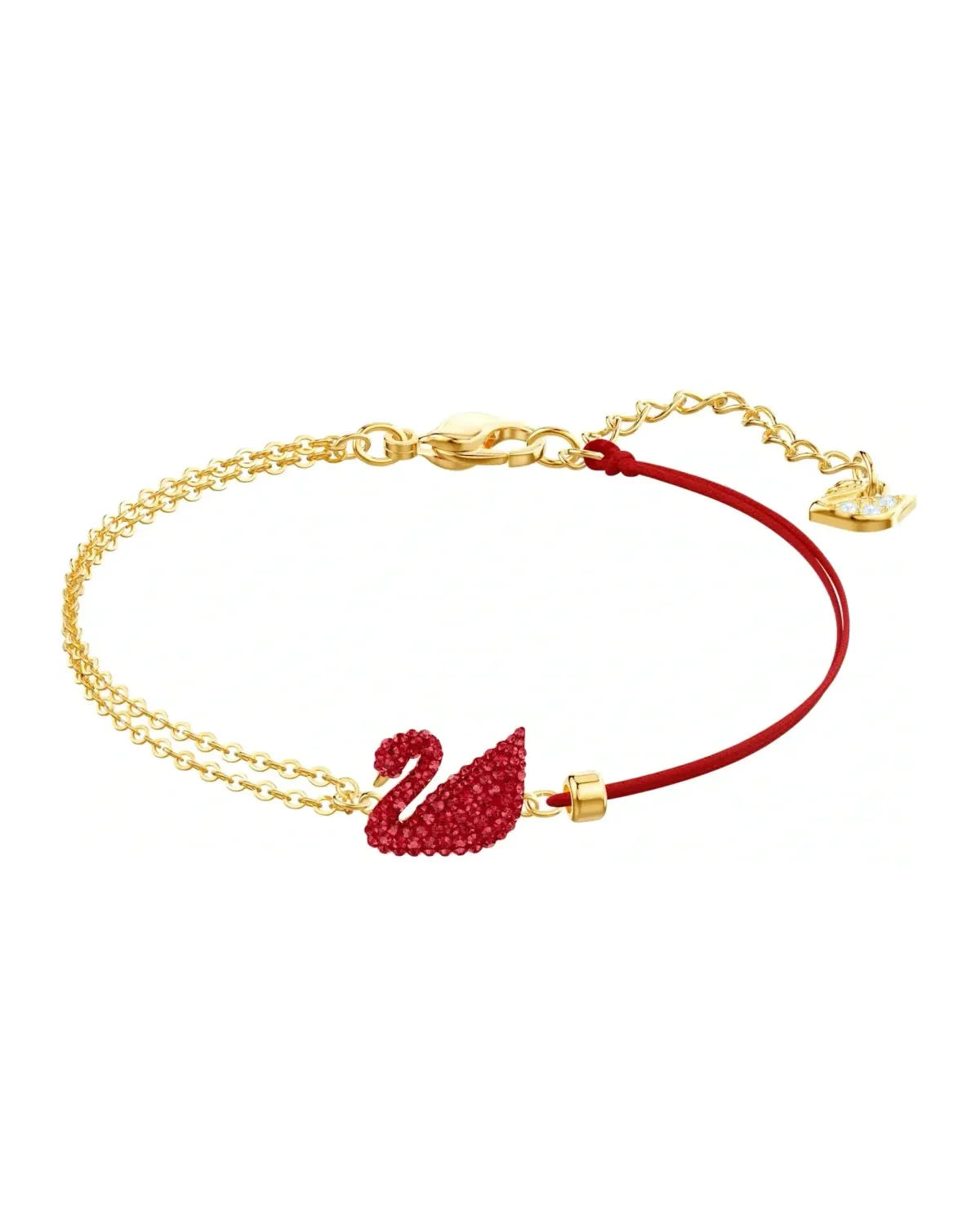 Bracelet Swarovski Iconic Swan plaqué or cristaux rouges femme