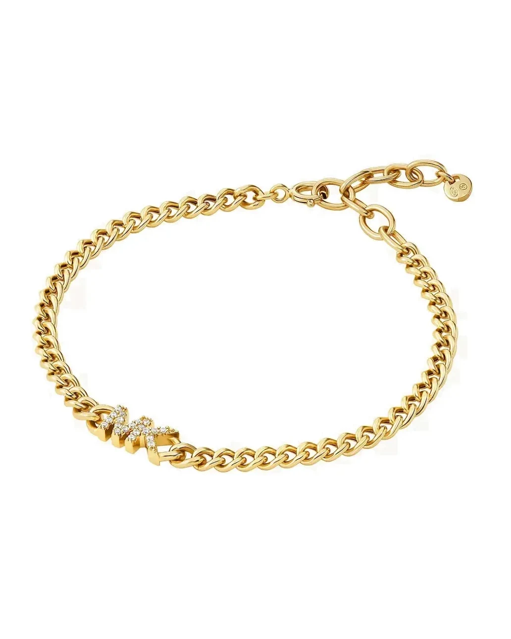 Bracelet Michael Kors chaîne logo argent plaqué or 14 carats femme