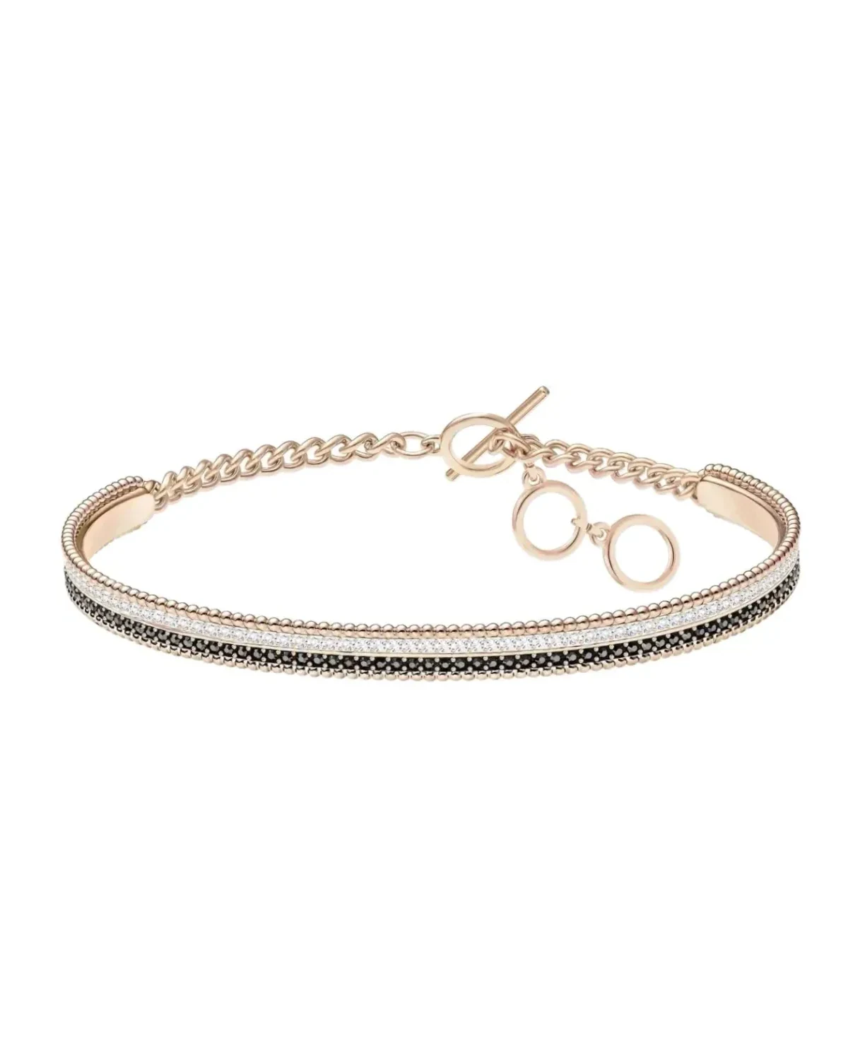 Bracelet jonc ajustable Swarovski Lollypop plaqué or rose