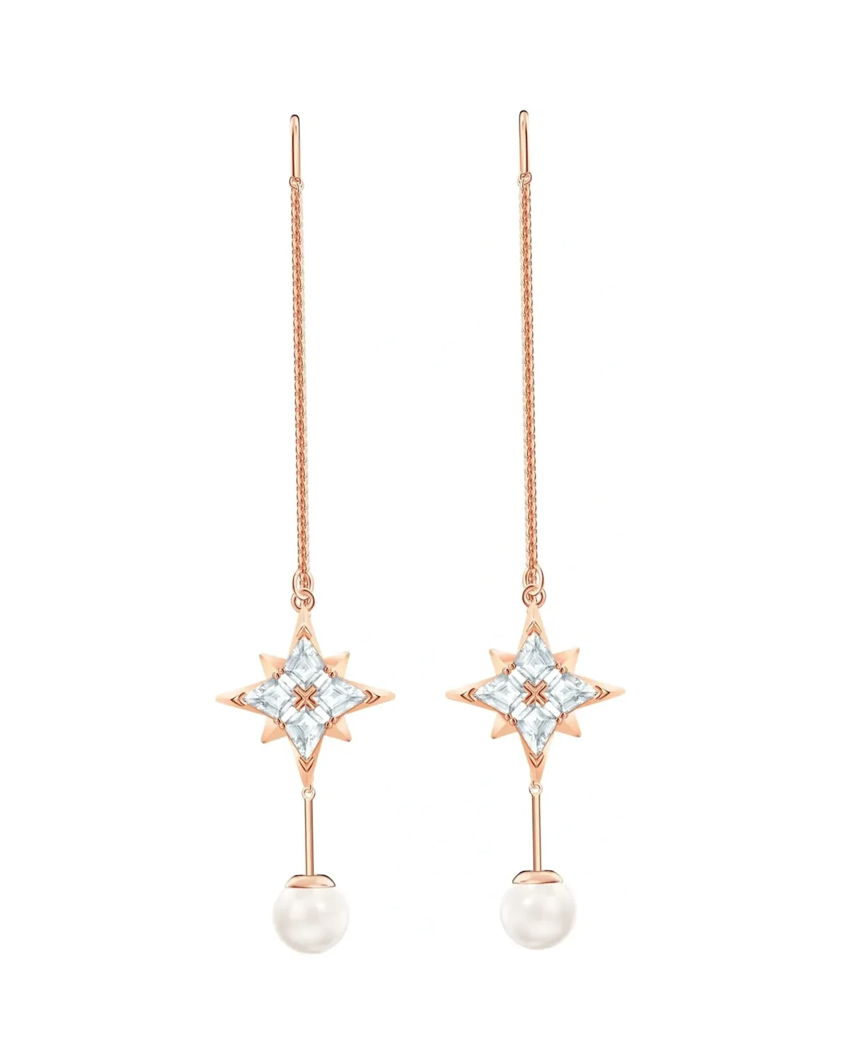 Boucles d'oreilles Swarovski Symbolic Chain plaqué or rose cristaux