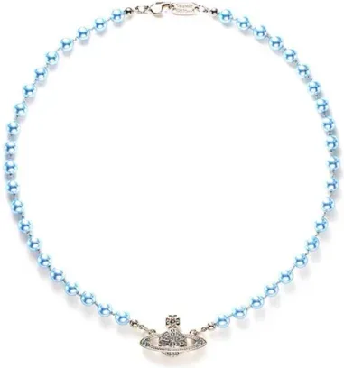 Choker Vivienne Westwood Perles Bleues Bas Relief