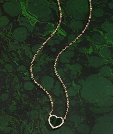 Collier Ajustable Cœur Malachite APM Monaco — vue 3