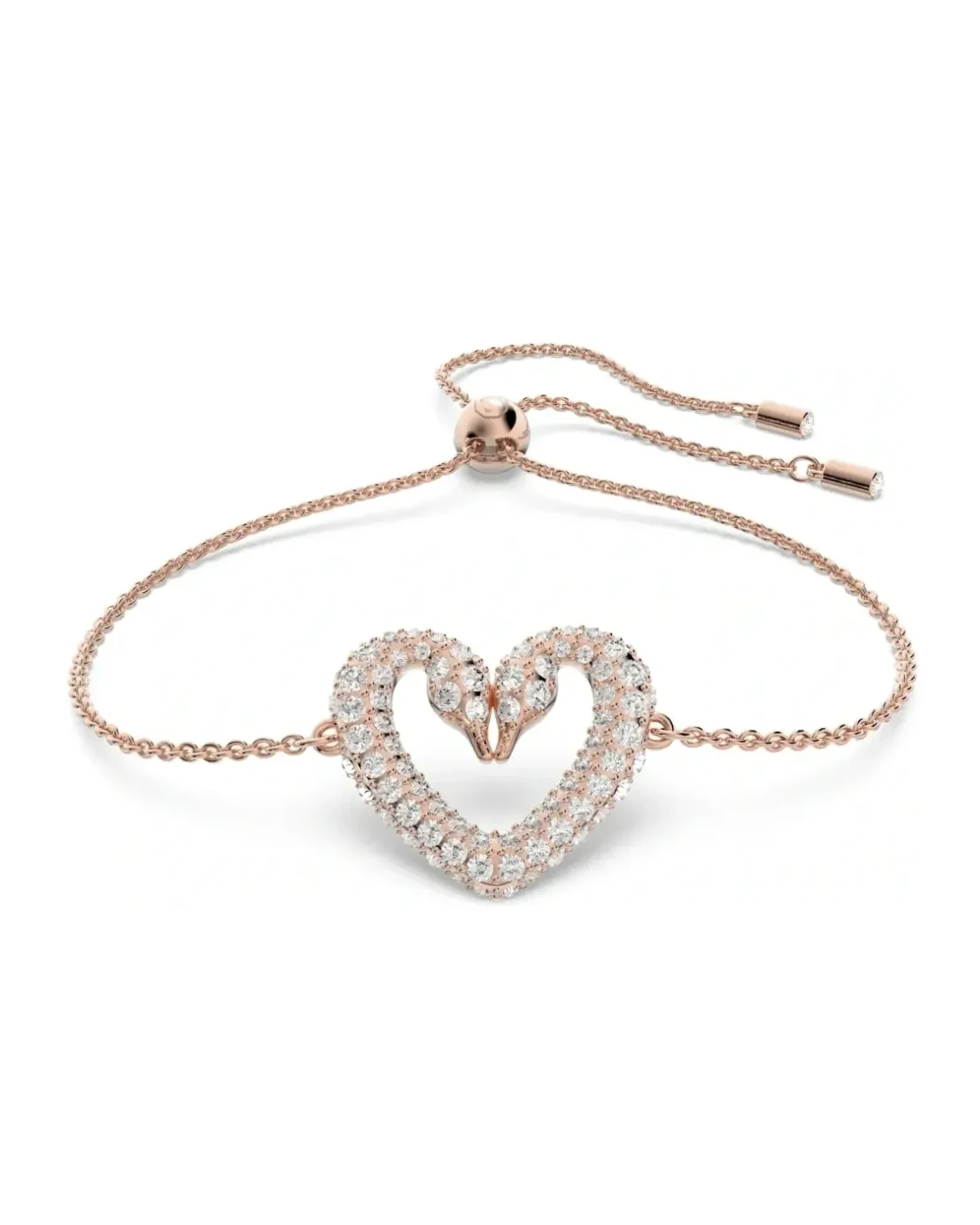 Bracelet Swarovski Una Cœur Petit plaqué or rose cristaux blancs femme