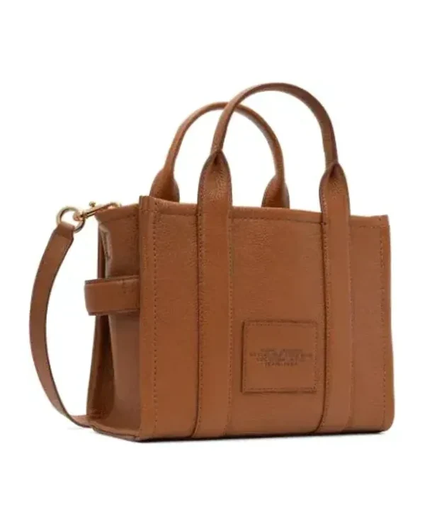 Sac à main Marc Jacobs The Mini Tote cuir grainé camel