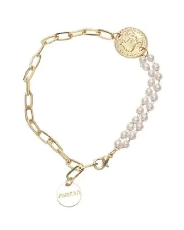 Bracelet Victoria Bradley perles acier plaqué doré femme