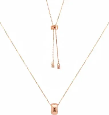 Collier APM Monaco ajustable - Pendentif anneau or rose