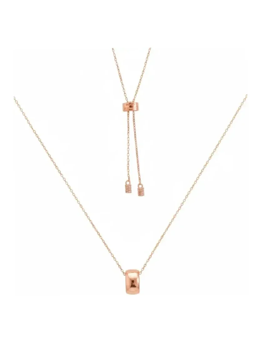 Collier APM Monaco ajustable pendentif anneau argent 925 or rose femme