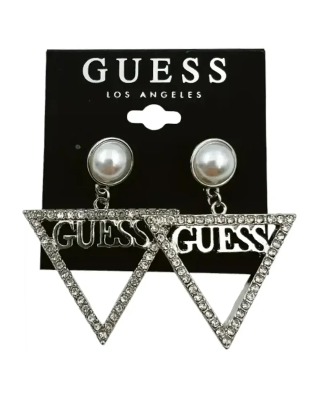 Boucles d'oreilles Guess triangle métal argenté zirconium femme
